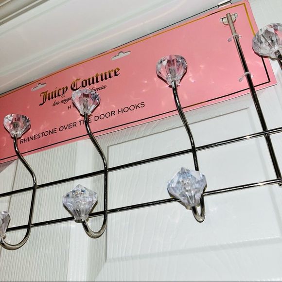 Juicy Couture Rhinestone over the Door Hooks Hanging Closet Organizer Silver - Picture 8 of 12